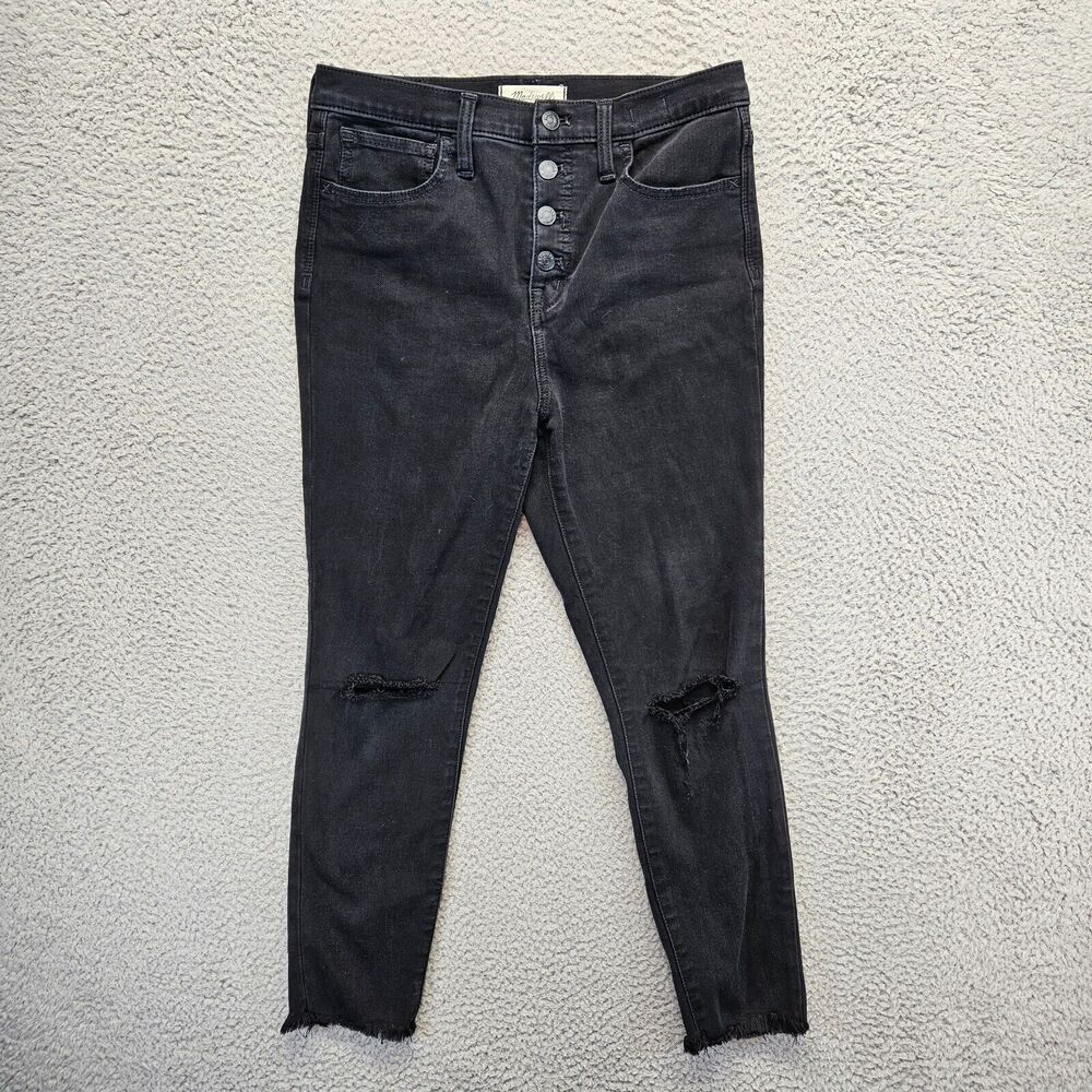 Madewell Jeans Womens Size 28 Black Denim 10" High-Rise‎ Jeggings Raw Hem